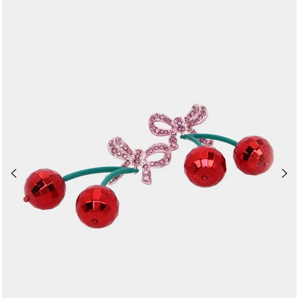Betsey Johnson Cherry Drop Bow Earrings